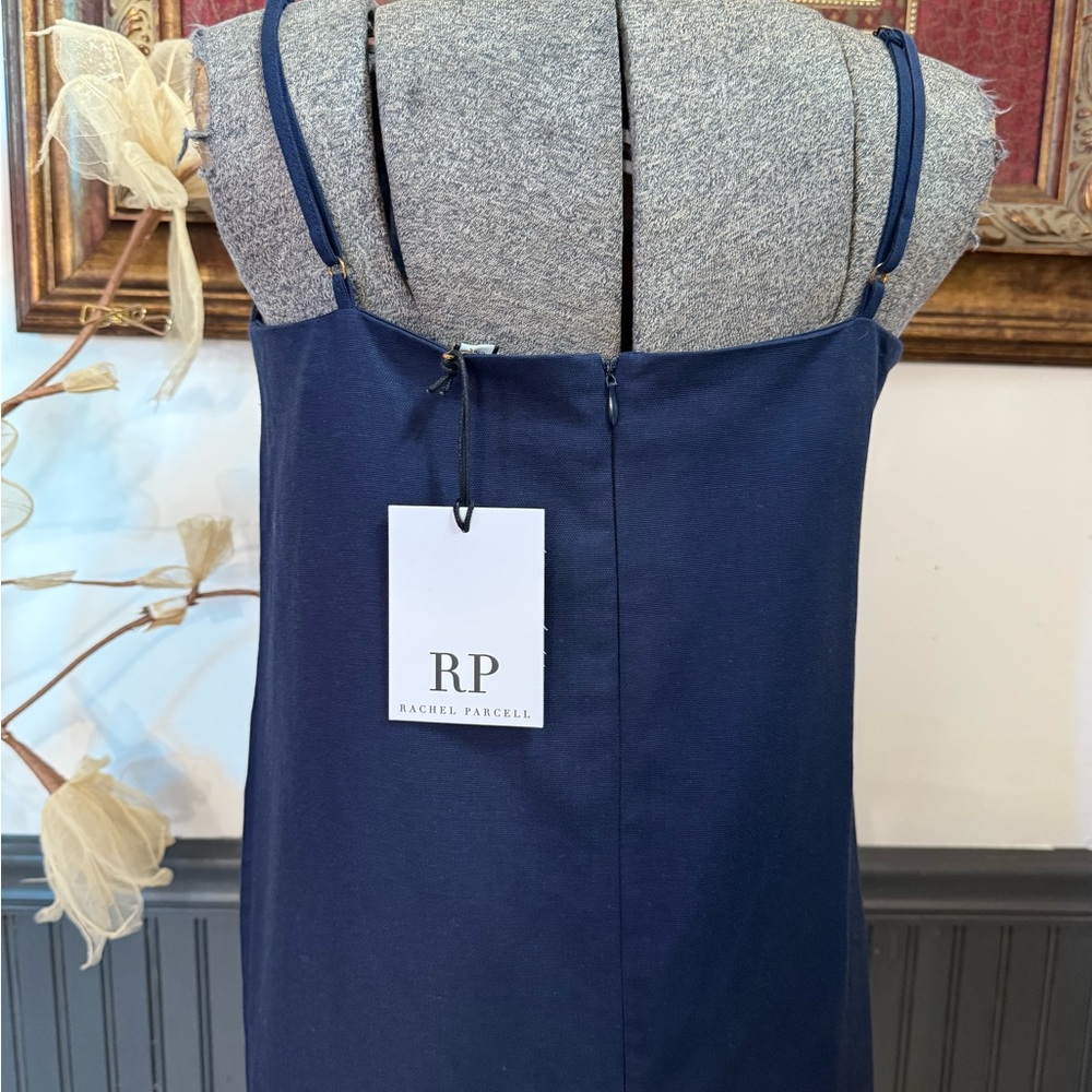 NWT Rachel Parcell Midi Column Linen Blend Dress in Navy ~ Size Small 💛🍄 - Picture 5 of 8